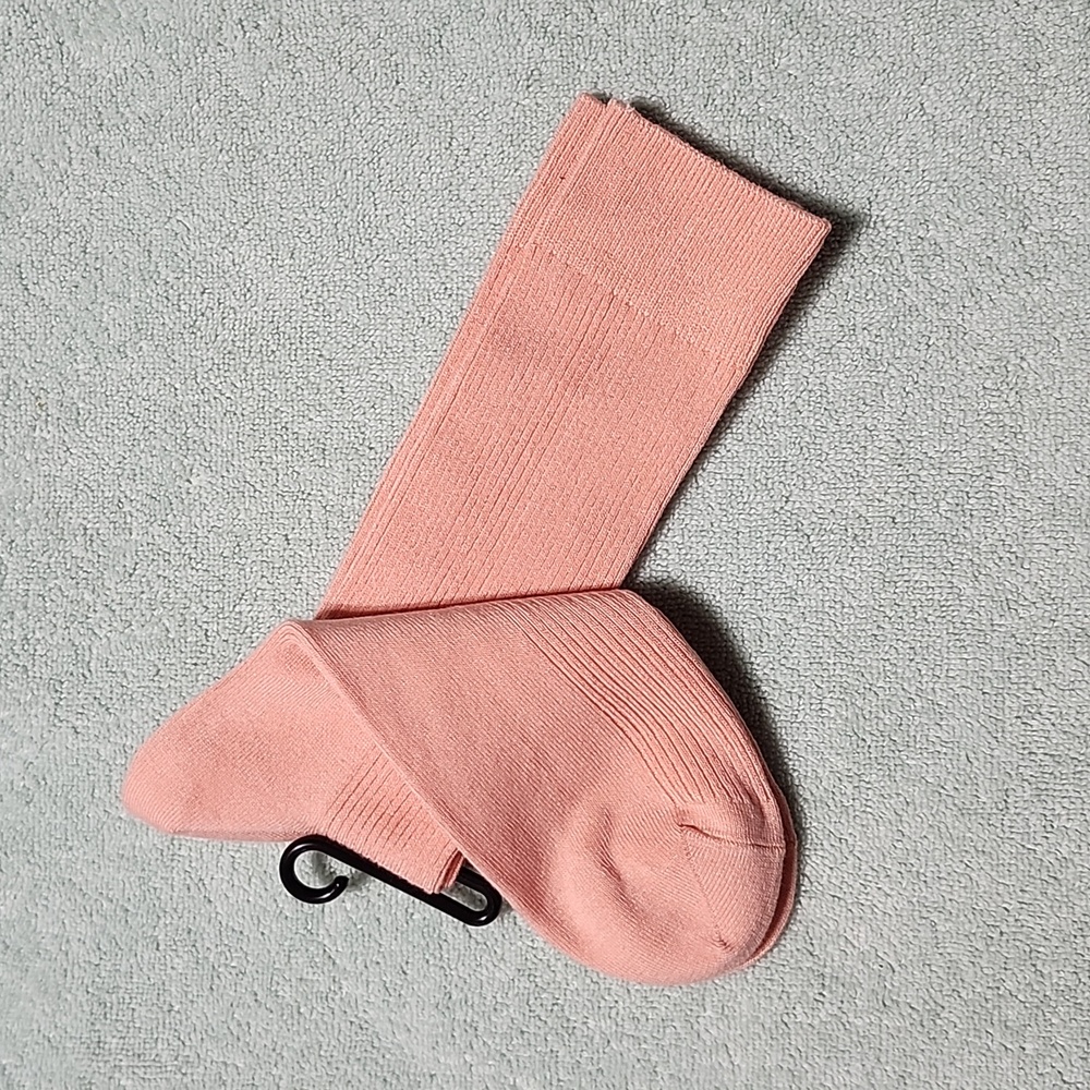 Open Edit Peach Ribbed Crew Socks - Picture 2 of 2